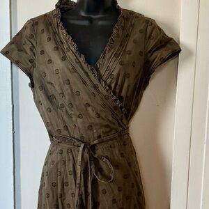 Boden Brown Polka Dot Wrap Dress US size 8